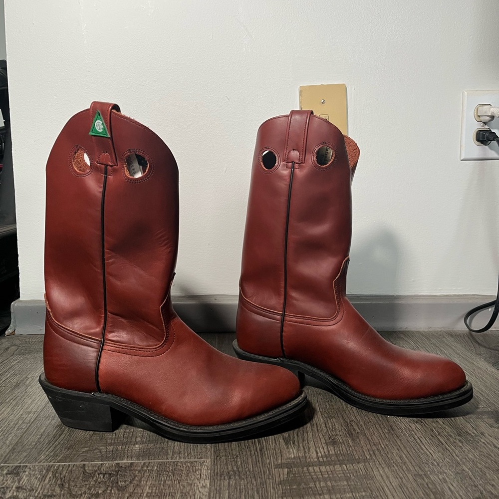 Canada West Cowboy Work Boots Steel Toes CSA Unisex Size 7